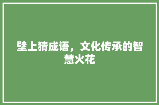 壁上猜成语，文化传承的智慧火花