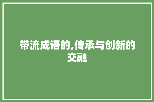 带流成语的,传承与创新的交融 短语