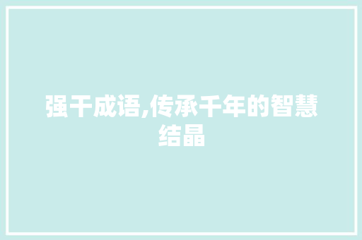 强干成语,传承千年的智慧结晶