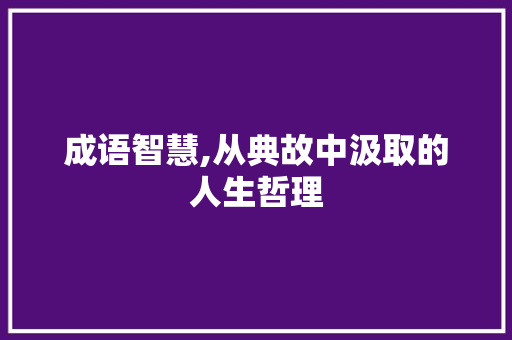 成语智慧,从典故中汲取的人生哲理