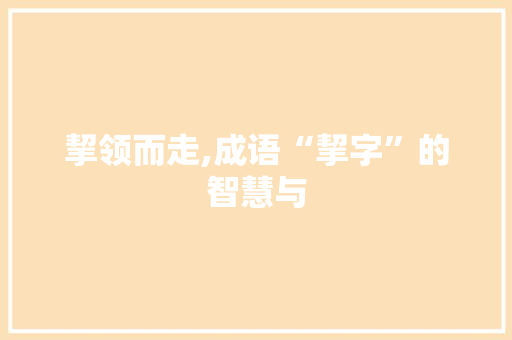 挈领而走,成语“挈字”的智慧与