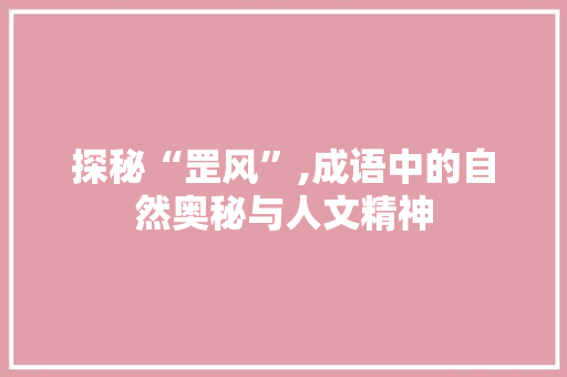 探秘“罡风”,成语中的自然奥秘与人文精神 问答