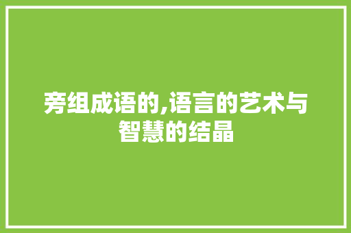 旁组成语的,语言的艺术与智慧的结晶