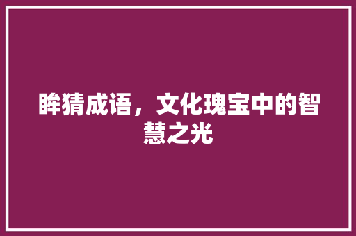 眸猜成语，文化瑰宝中的智慧之光
