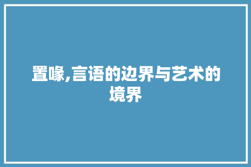 置喙,言语的边界与艺术的境界 问答