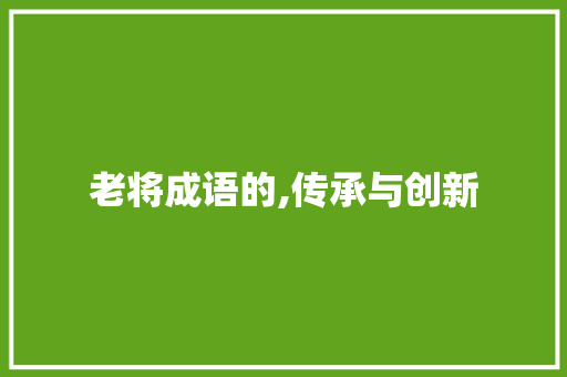 老将成语的,传承与创新