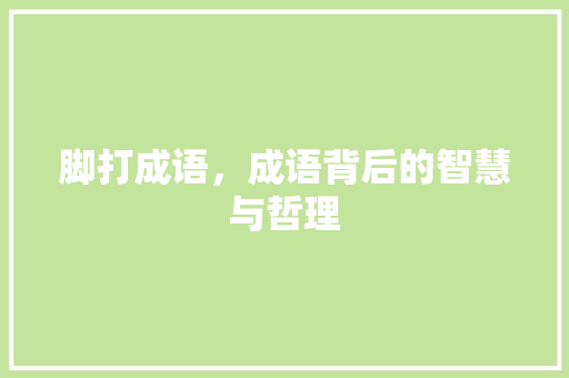 脚打成语，成语背后的智慧与哲理