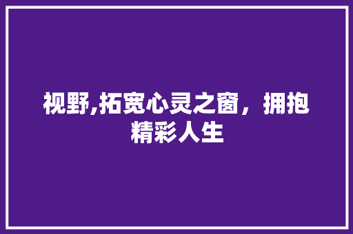 视野,拓宽心灵之窗，拥抱精彩人生