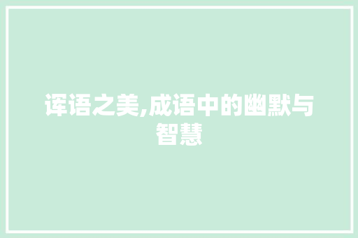诨语之美,成语中的幽默与智慧 成语汇编