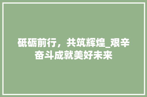 砥砺前行，共筑辉煌_艰辛奋斗成就美好未来