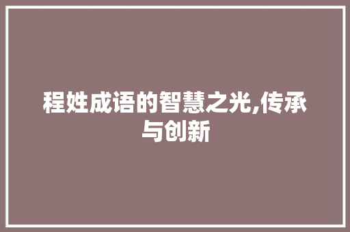 程姓成语的智慧之光,传承与创新 古代典籍