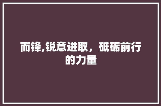 而锋,锐意进取，砥砺前行的力量