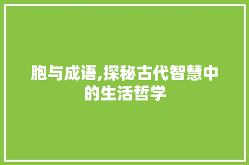 胞与成语,探秘古代智慧中的生活哲学 成语汇编
