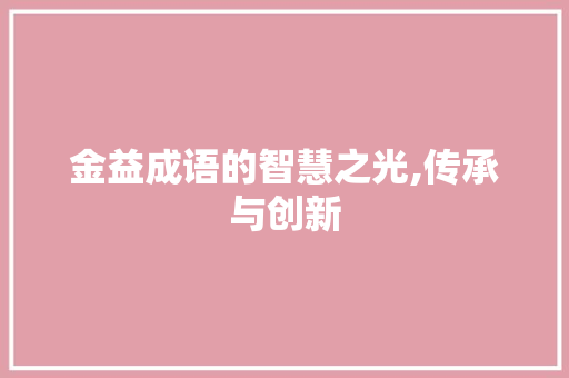 金益成语的智慧之光,传承与创新