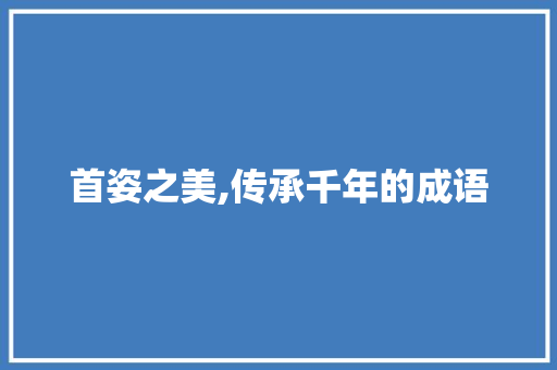首姿之美,传承千年的成语