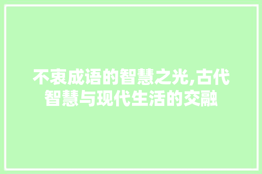 不衷成语的智慧之光,古代智慧与现代生活的交融