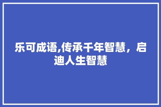 乐可成语,传承千年智慧，启迪人生智慧