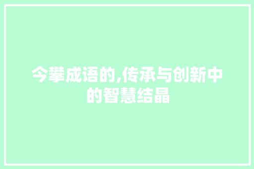 今攀成语的,传承与创新中的智慧结晶