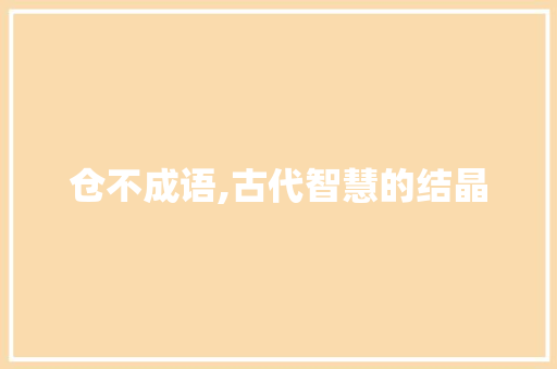 仓不成语,古代智慧的结晶