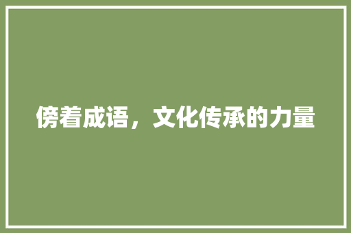 傍着成语，文化传承的力量