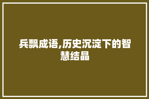兵飘成语,历史沉淀下的智慧结晶
