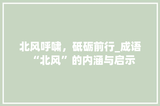 北风呼啸，砥砺前行_成语“北风”的内涵与启示