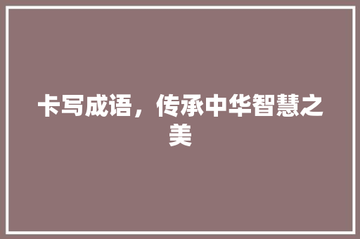 卡写成语，传承中华智慧之美