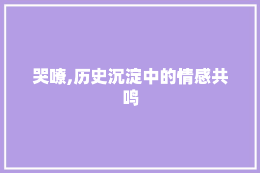 哭嘹,历史沉淀中的情感共鸣