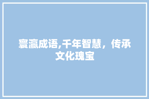 寰瀛成语,千年智慧，传承文化瑰宝
