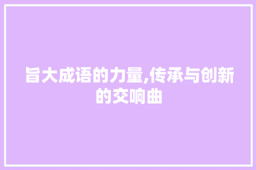 旨大成语的力量,传承与创新的交响曲 汉字拼音