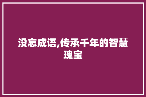 没忘成语,传承千年的智慧瑰宝 反义词汇