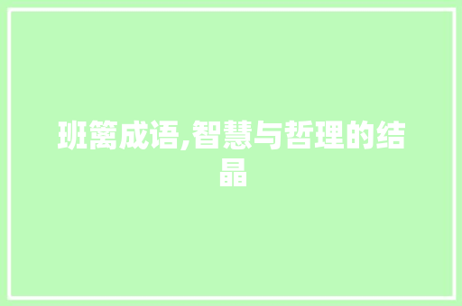 班篱成语,智慧与哲理的结晶