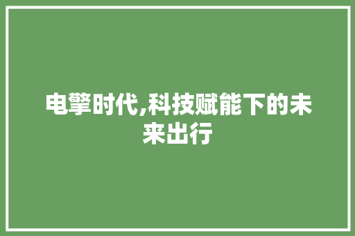 电擎时代,科技赋能下的未来出行