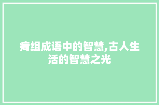 疴组成语中的智慧,古人生活的智慧之光