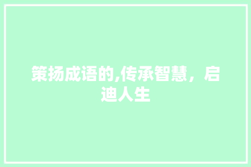 策扬成语的,传承智慧，启迪人生 汉字拼音