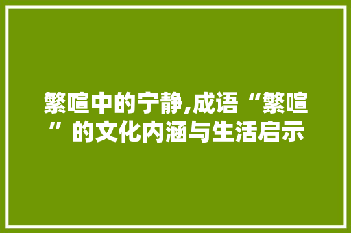 繁喧中的宁静,成语“繁喧”的文化内涵与生活启示