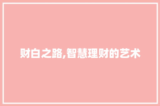 财白之路,智慧理财的艺术