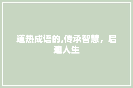 道热成语的,传承智慧，启迪人生