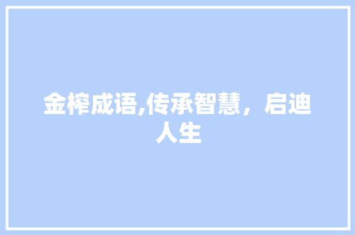金榨成语,传承智慧，启迪人生