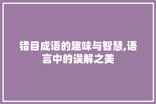 错目成语的趣味与智慧,语言中的误解之美