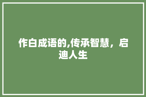 作白成语的,传承智慧，启迪人生