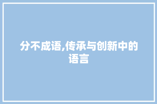分不成语,传承与创新中的语言