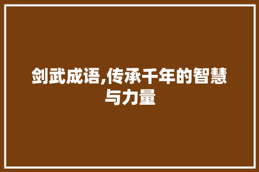 剑武成语,传承千年的智慧与力量 汉字拼音