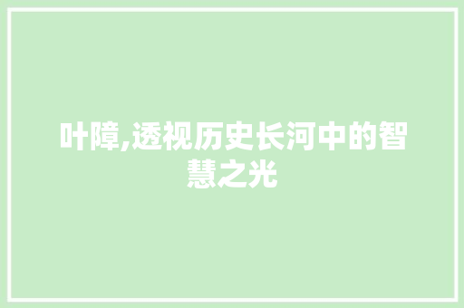 叶障,透视历史长河中的智慧之光 短语