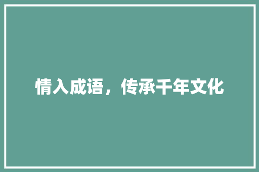 情入成语，传承千年文化