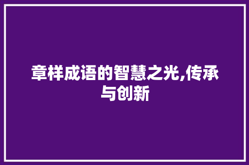 章样成语的智慧之光,传承与创新