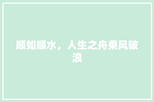顺如顺水，人生之舟乘风破浪