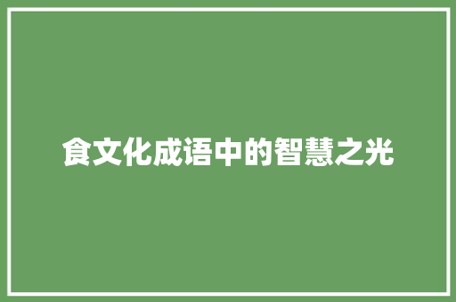食文化成语中的智慧之光