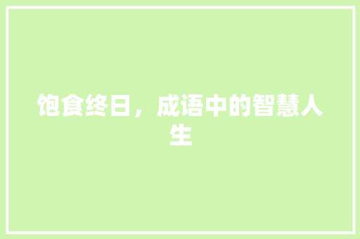 饱食终日，成语中的智慧人生 诗词佳句