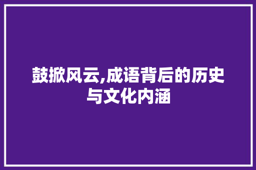 鼓掀风云,成语背后的历史与文化内涵 成语汇编